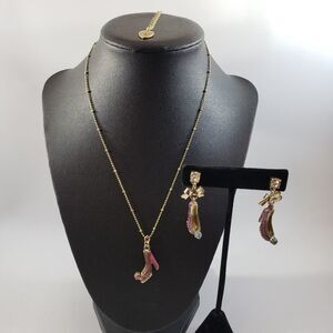 Betsey Johnson high heel necklaces and earrings set